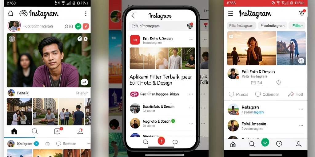 Tampilan antarmuka aplikasi Filter Instagram yang kreatif dan menarik.