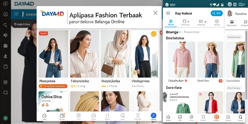 Tampilan antarmuka aplikasi DAYA4D dengan fitur fashion yang lengkap.