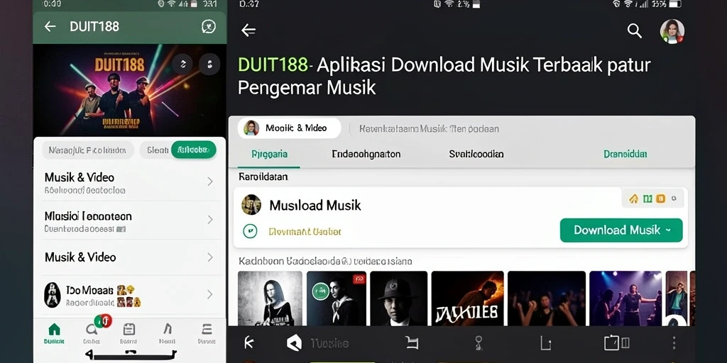Tampilan antarmuka DUIT188 yang memudahkan pengunduhan musik.