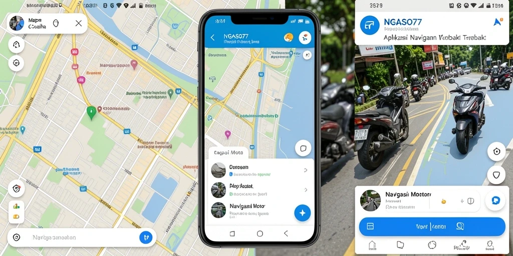 Antarmuka aplikasi NGASO77 dengan fitur navigasi motor yang canggih.