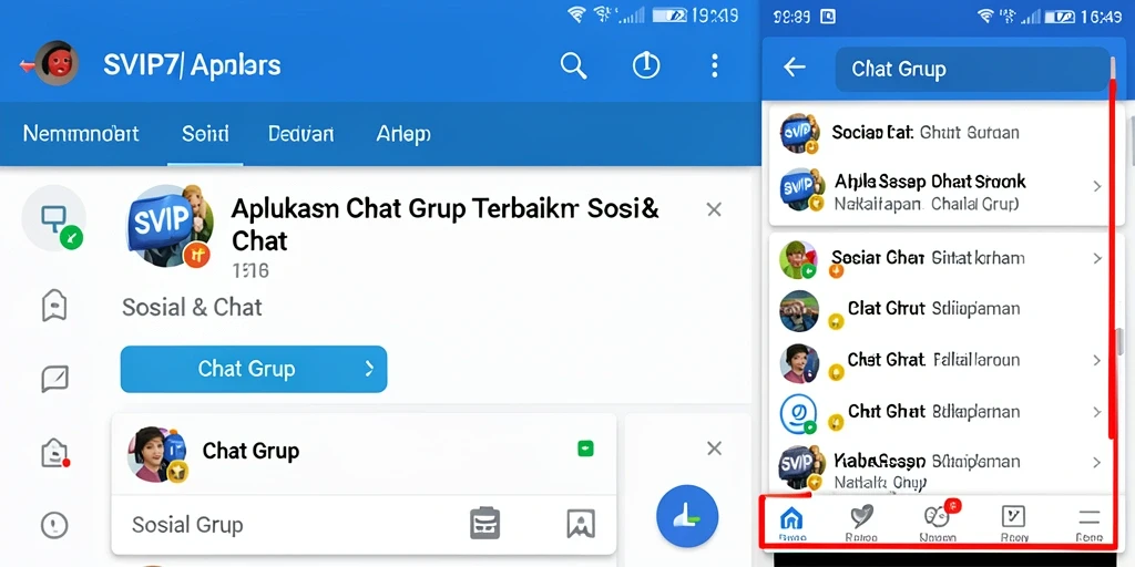 Antarmuka menarik dan fungsional dari aplikasi SVIP7 untuk Chat Grup.